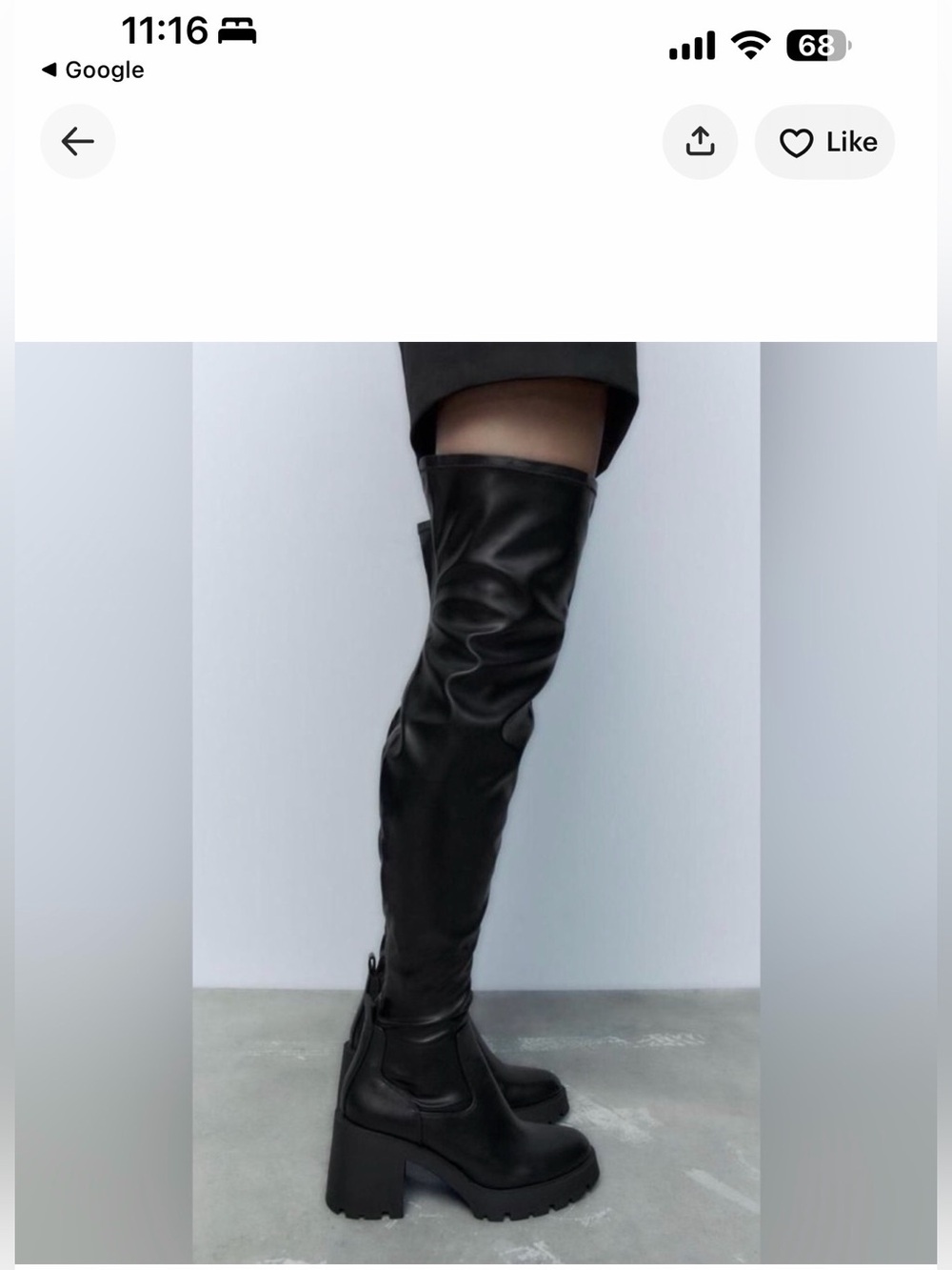 Zara Black Over-the-Knee Chunky Heel Boots - Women